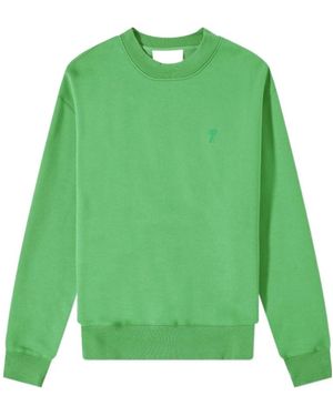 Ami Paris Embroidered-Logo Crew Neck Sweatshirt - Green
