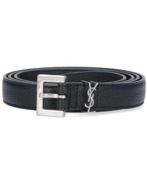Saint Laurent Monogram Appliqué Belt - White