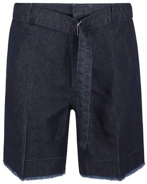 Lanvin Logo Denim Shorts - Blue