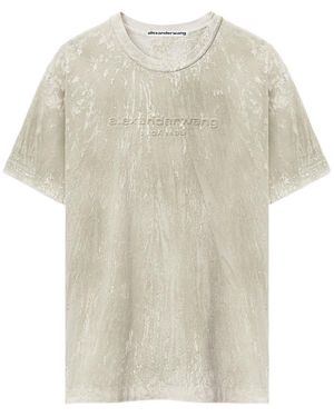 Alexander Wang Plaster-Dyed Embossed-Logo T-Shirt - White