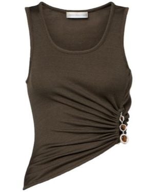 Christopher Esber Droplet Crystal Embellished Ruched Tank Top - Brown