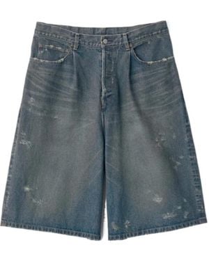 Ssstein Faded Distressed-Effect Shorts - Blue