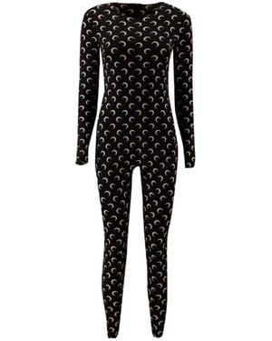 Marine Serre Crescent Moon Printed Crewneck Jumpsuit - Black