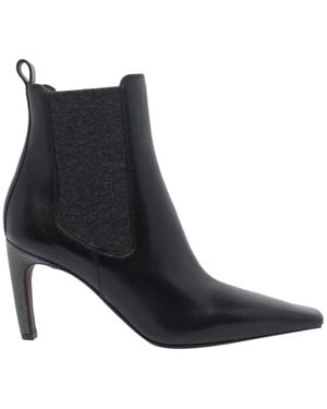 Brunello Cucinelli Pointed-Toe Ankle Boots - Black