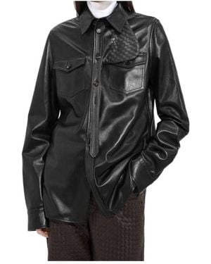Bottega Veneta Semi Shiny Leather Shirt - Black