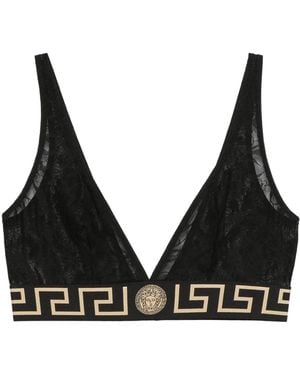 Versace Greca-Border Laced Bra - Black