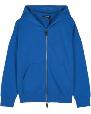 Max Mara Long-Sleeved Hooded Sweatshirt - Blue