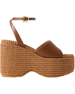 Gianvito Rossi Leather Platform Wedge Sandals - Brown