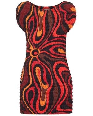 PUCCI Shibori Crinkled-Crepe Printed Mini Dress - Red