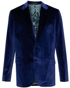 Paul Smith Single-Breasted Velvet Blazer - Blue