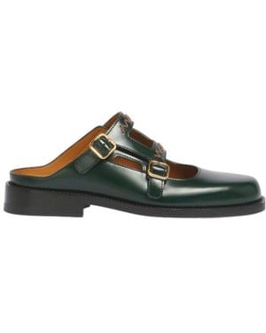 Marni Cutout Buckled Mules - Green