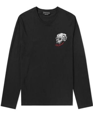 McQueen T-Shirt With Round Neck And Long Sleeves - Black