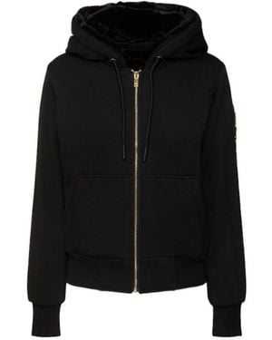 Moose Knuckles Zipper Hooded Sweatshirt - Black