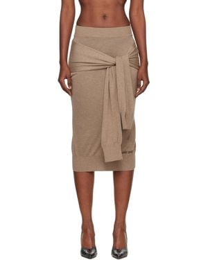Marine Serre Hybrid Knit Wrapped Midi Skirt - Natural