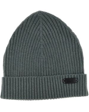 Brioni Logo Patch Knitted Beanie - Grey