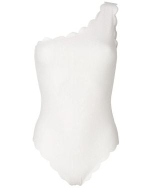 Marysia Swim Scalloped One-Shoulder Activewear - White