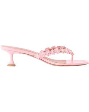 AMINA MUADDI Crystal-Embellished Leather Thong Sandals - Pink
