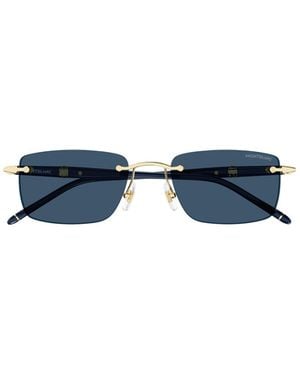 Montblanc Eyewear Rectangular Frame Sunglasses - Blue