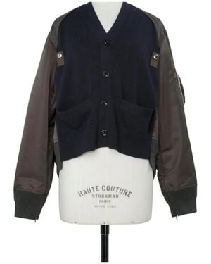 Sacai V-Neck Knit Cardigan - Blue