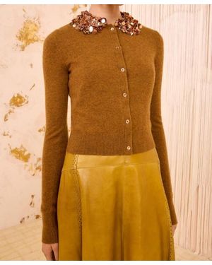 Ulla Johnson Margaux Embroidered Cashmere Cardigan - Orange