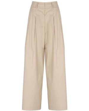 Peserico Pleated Wide-Leg Trousers - Natural