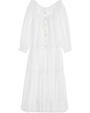 Celine Embroidered Folk Dress - White
