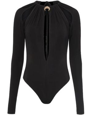 Marine Serre Draped Keyhole Bodysuit - Black