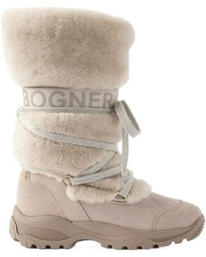 Bogner Shearling And Suede Ankle Boots - Natural