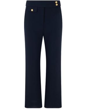 Veronica Beard Button-Detail Wide-Leg Trousers - Blue