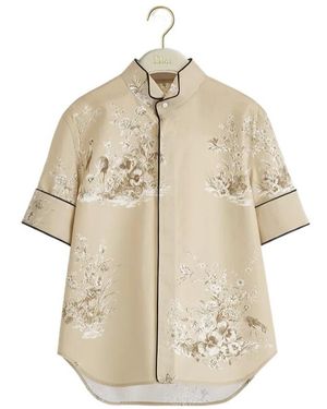 Dior Iviera Short-Sleeved Blouse - Natural