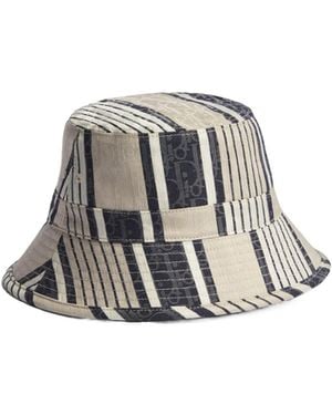 Dior Iviera Oblique Sun Stripes Bucket Hat - White