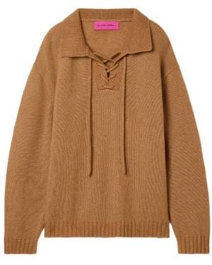 The Elder Statesman Oversized Tie-Front Sweater - Brown
