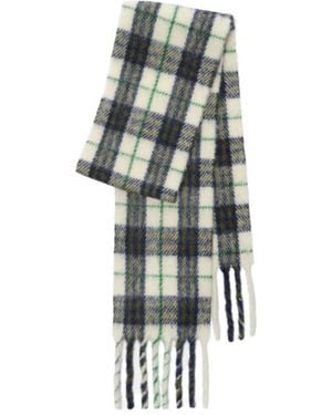 Burberry Narrow Check Alpaca Wool Blend Scarf - White