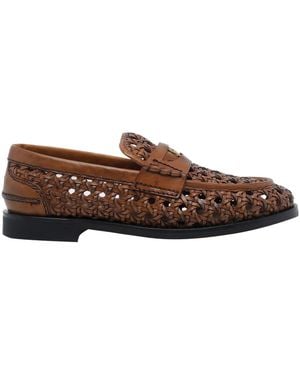 Miu Miu Round-Toe Loafers - Brown