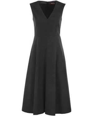 Max Mara Studio Mstcurva V-Neck Midi Dress - Black