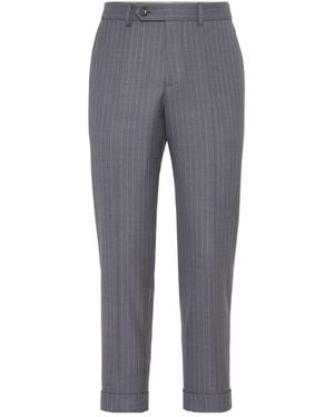 Brunello Cucinelli Tapered-Leg Wool Trousers - Grey