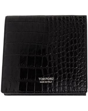 Tom Ford Logo Printed Embossed Wallet - Black