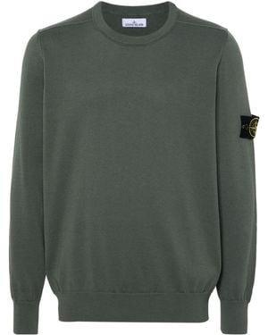 Stone Island Compass Patch Crewneck Jumper - Green