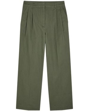 Anine Bing Belen Straight-Leg Twill Trousers - Green