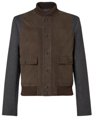 Fendi Panelled Buttned Bomber Jacket - Green