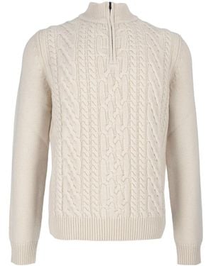 Peserico Turtleneck Cable-Knit Jumper - White