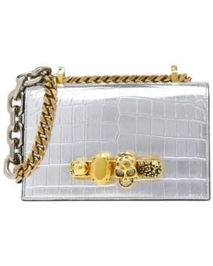 McQueen Mini Jeweled Satchel - Gray
