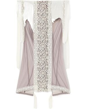 Dilara Findikoglu Lace-Trimmed Mesh Midi Skirt - Multicolor