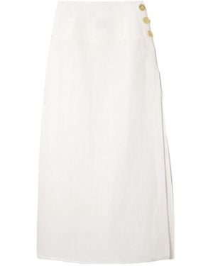 LeKasha Light Linen Skirt - White