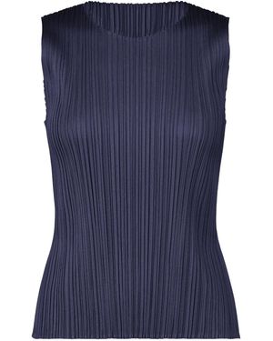 Pleats Please Issey Miyake Sleeveless Round-Neck Top - Blue