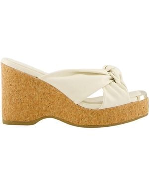 Jimmy Choo Square Toe Wedge Heels - Natural