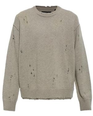 AllSaints Distressed Crew Neck Jumper - Grey
