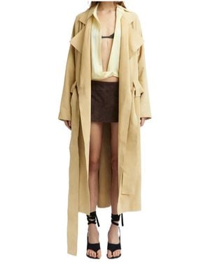 16Arlington Cinzia Belted Suede Trench Coat - Metallic