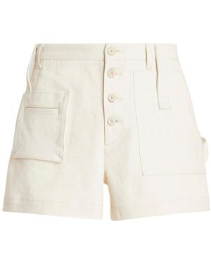 Etro High Waisted Button-Up Chino Shorts - White