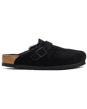 Birkenstock Boston 'Mink' Shearling Mules - Black